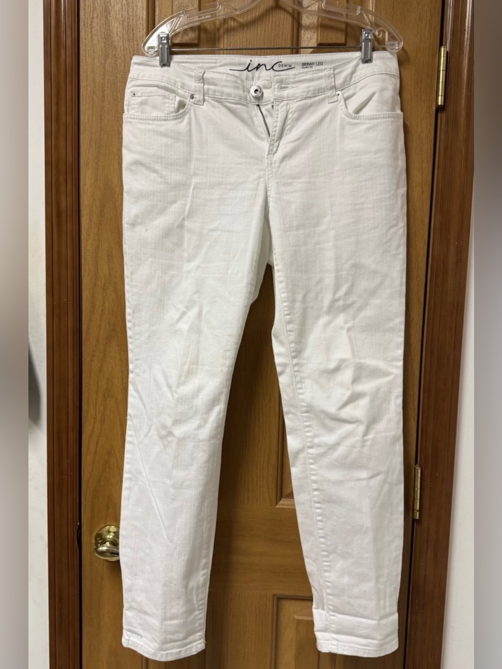 INC International Concepts Denim White Women Skinny Jeans Curvy fit size 10